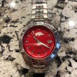 Men’s Arkansas Razorback Fossil Watch